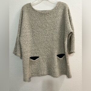 Women’s Libre 3/4 Sleeve Oversized Wool Blend Knit Sweater With Pockets Sz XL
